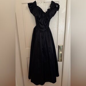 Vintage Gunne Sax Black Faux-Silk Dress, Size 7